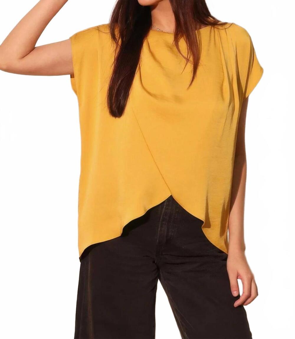 NEW TYCHE washed poly silk tulip tunic top in yellow
